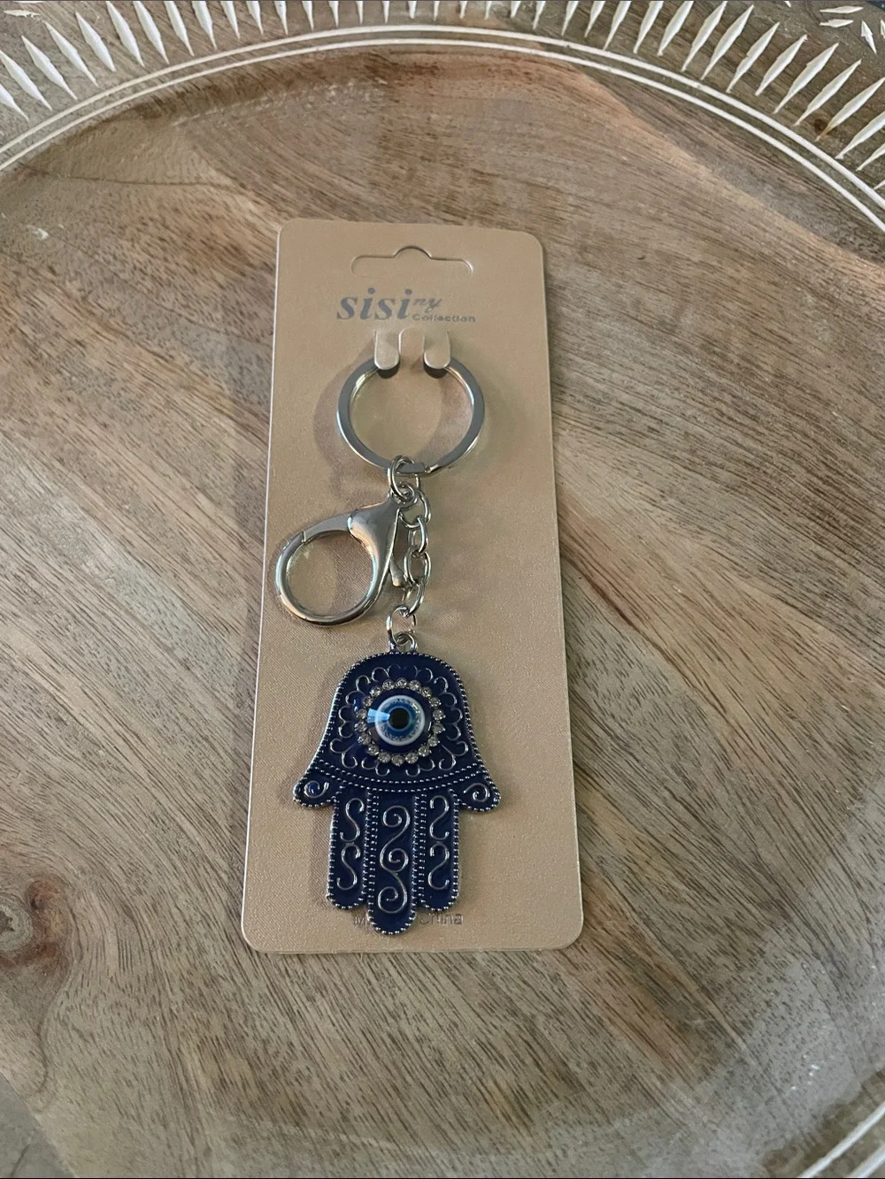 Hamsa Hand Keychain with Blue Evil Eye